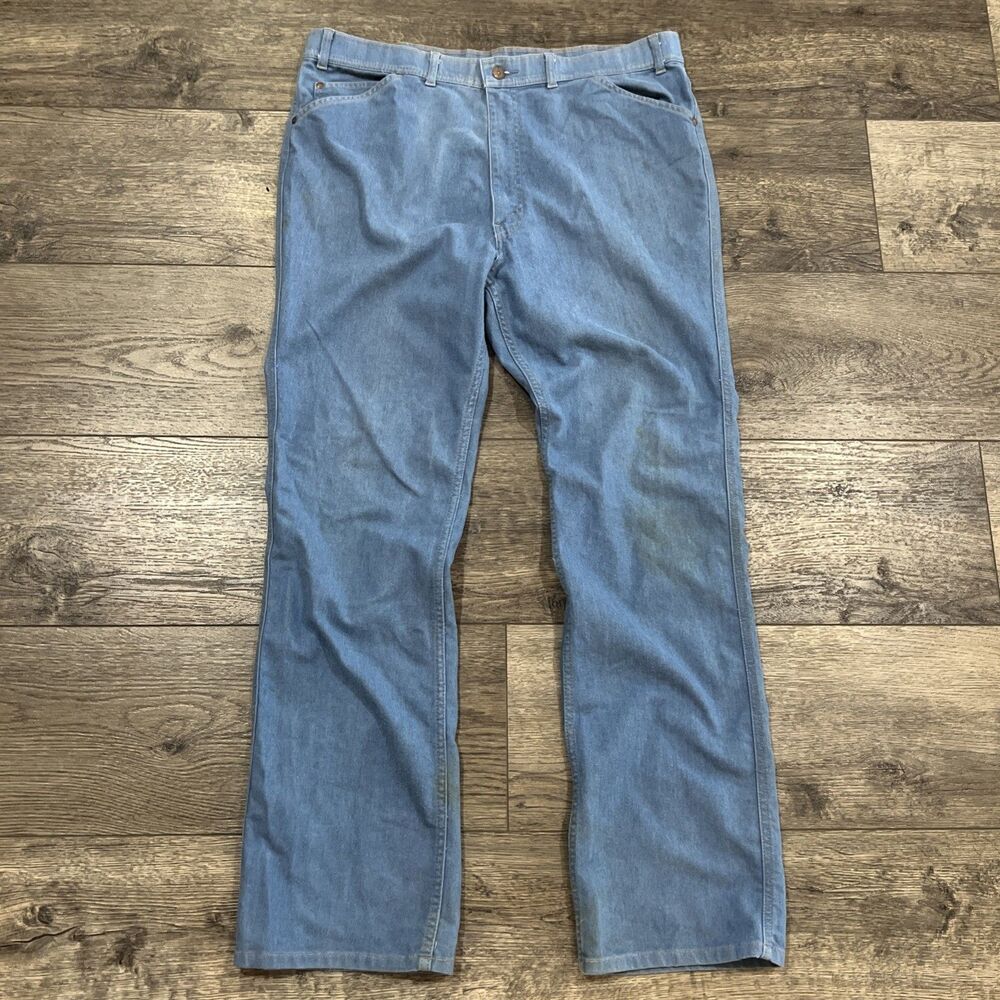 Vintage 70s Levis Orange Tab Skosh More Room Jeans Light Wash Denim Men's 42x34